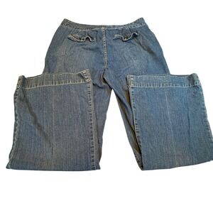 ANA A‎ New Approach Women's Wide Leg Denim Jeans Size 12 Blue Cotton